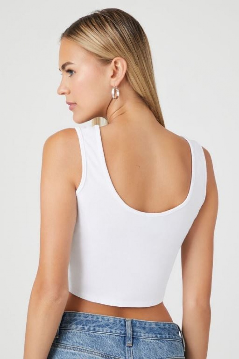 Camiseta Tirantes Forever 21 Square Neck Tank Mujer Blancas | fU74AaAnKlb