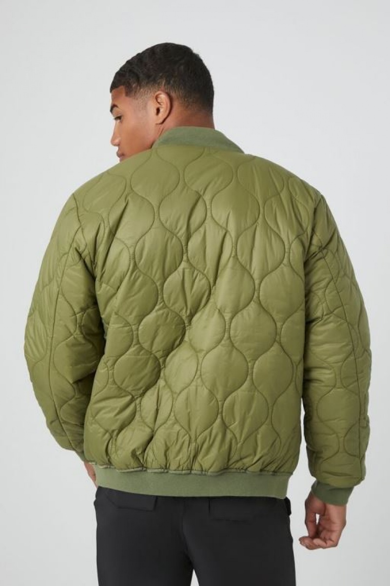 Casacas Forever 21 Acolchado Bomber Hombre Verde Oliva | kIzeG4B2QhY