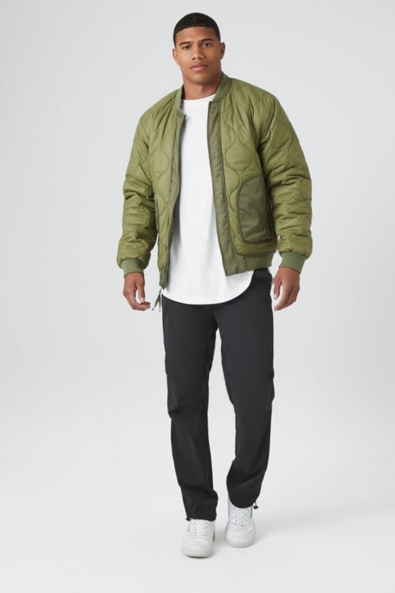 Casacas Forever 21 Acolchado Bomber Hombre Verde Oliva | kIzeG4B2QhY