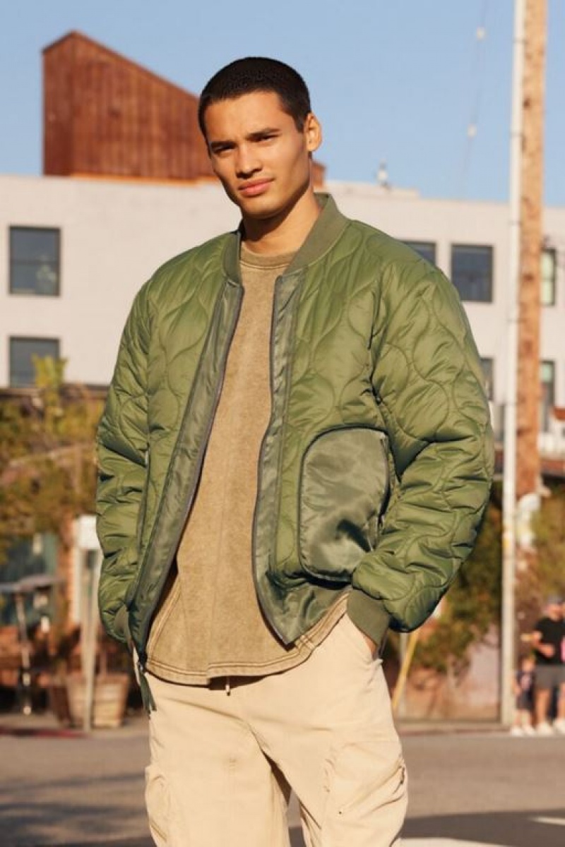 Casacas Forever 21 Acolchado Bomber Hombre Verde Oliva | kIzeG4B2QhY