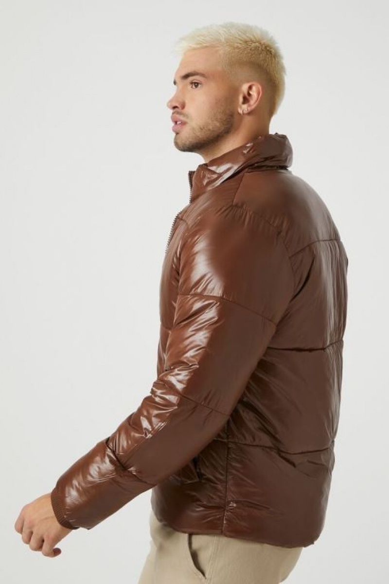 Casacas Forever 21 Acolchado Puffer Hombre Chocolate | aFpmTGgSLKi