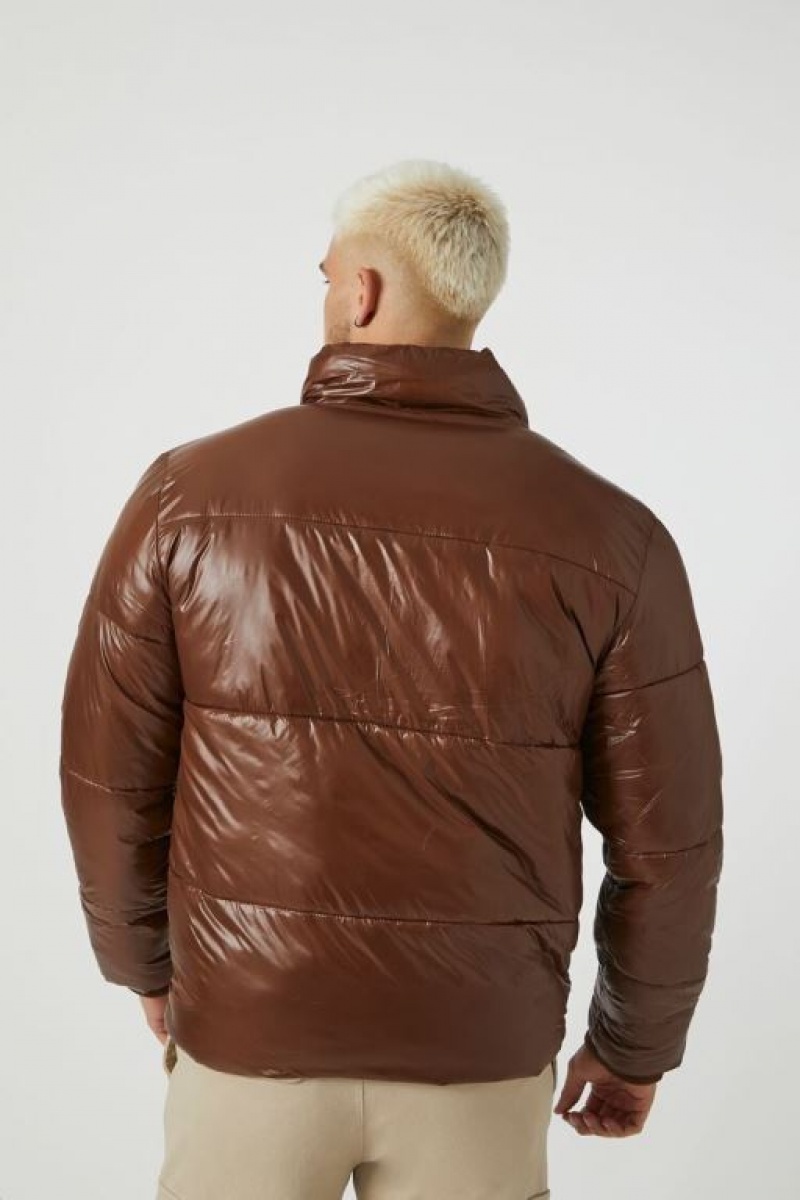 Casacas Forever 21 Acolchado Puffer Hombre Chocolate | aFpmTGgSLKi