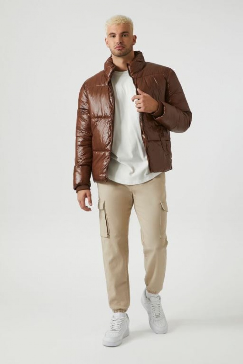 Casacas Forever 21 Acolchado Puffer Hombre Chocolate | aFpmTGgSLKi