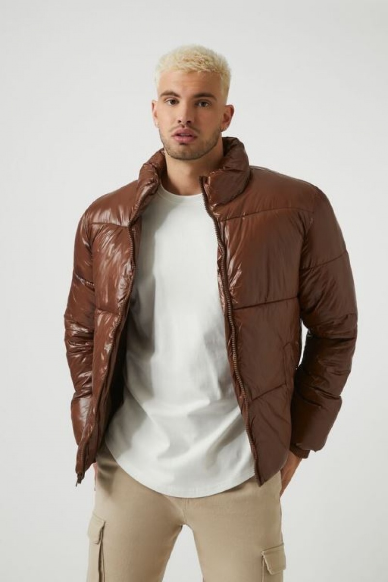 Casacas Forever 21 Acolchado Puffer Hombre Chocolate | aFpmTGgSLKi