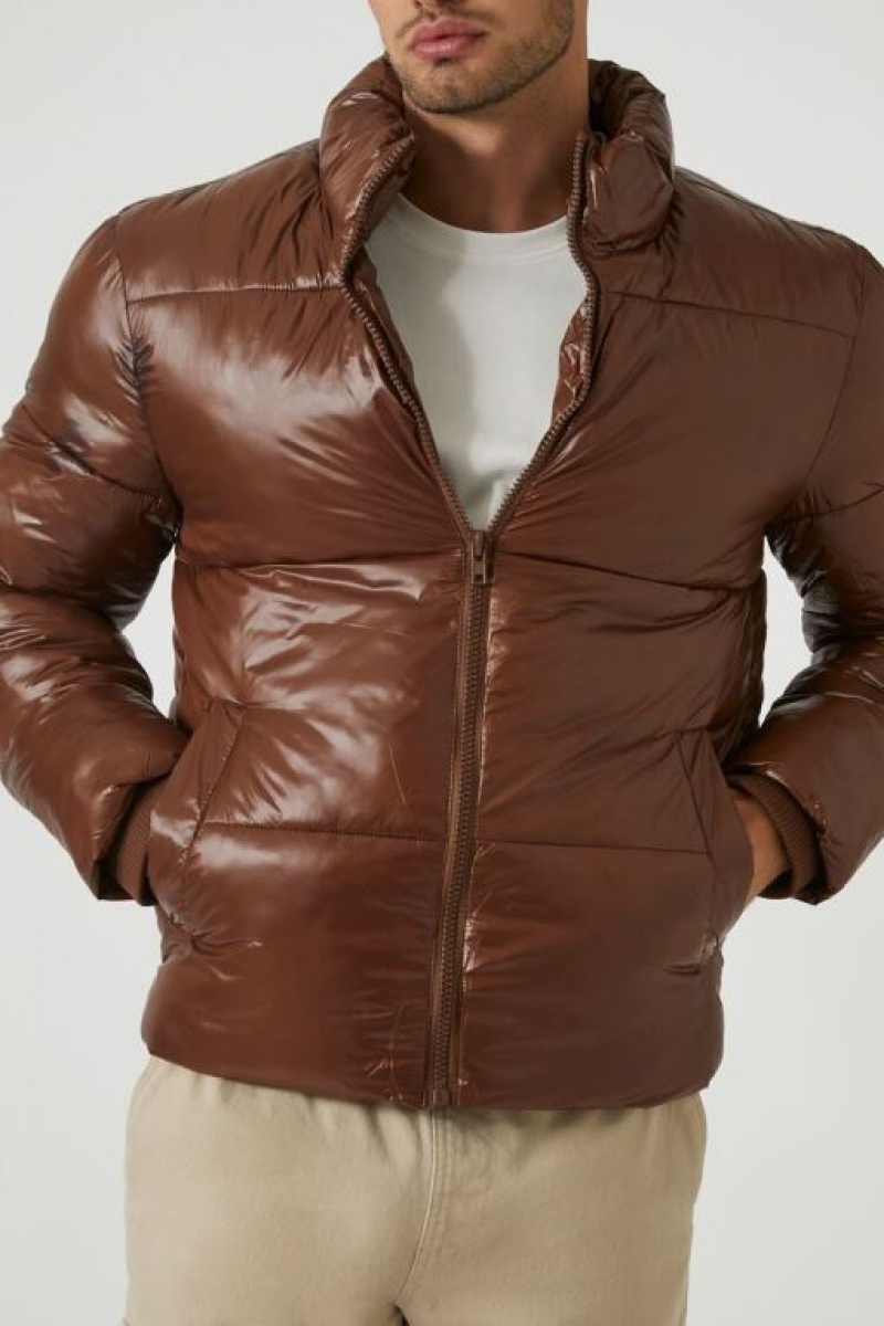 Casacas Forever 21 Acolchado Puffer Hombre Chocolate | aFpmTGgSLKi