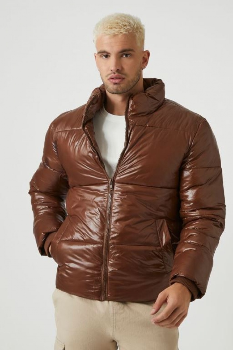 Casacas Forever 21 Acolchado Puffer Hombre Chocolate | aFpmTGgSLKi