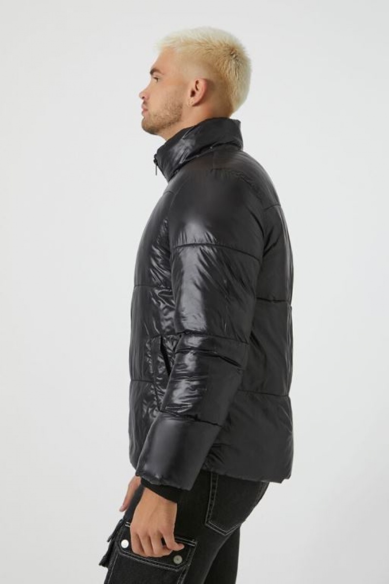 Casacas Forever 21 Acolchado Puffer Hombre Negras | Vzvm7Qb1glt