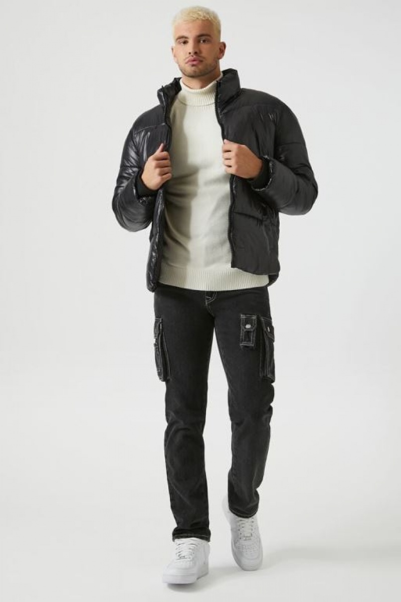 Casacas Forever 21 Acolchado Puffer Hombre Negras | Vzvm7Qb1glt