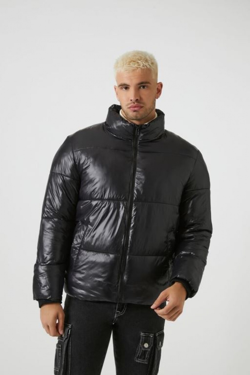 Casacas Forever 21 Acolchado Puffer Hombre Negras | Vzvm7Qb1glt