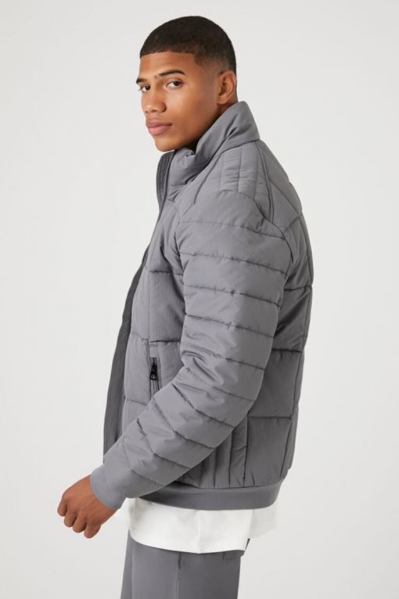 Casacas Forever 21 Acolchado Puffer Hombre Gris | I9Hm5qNmjtY