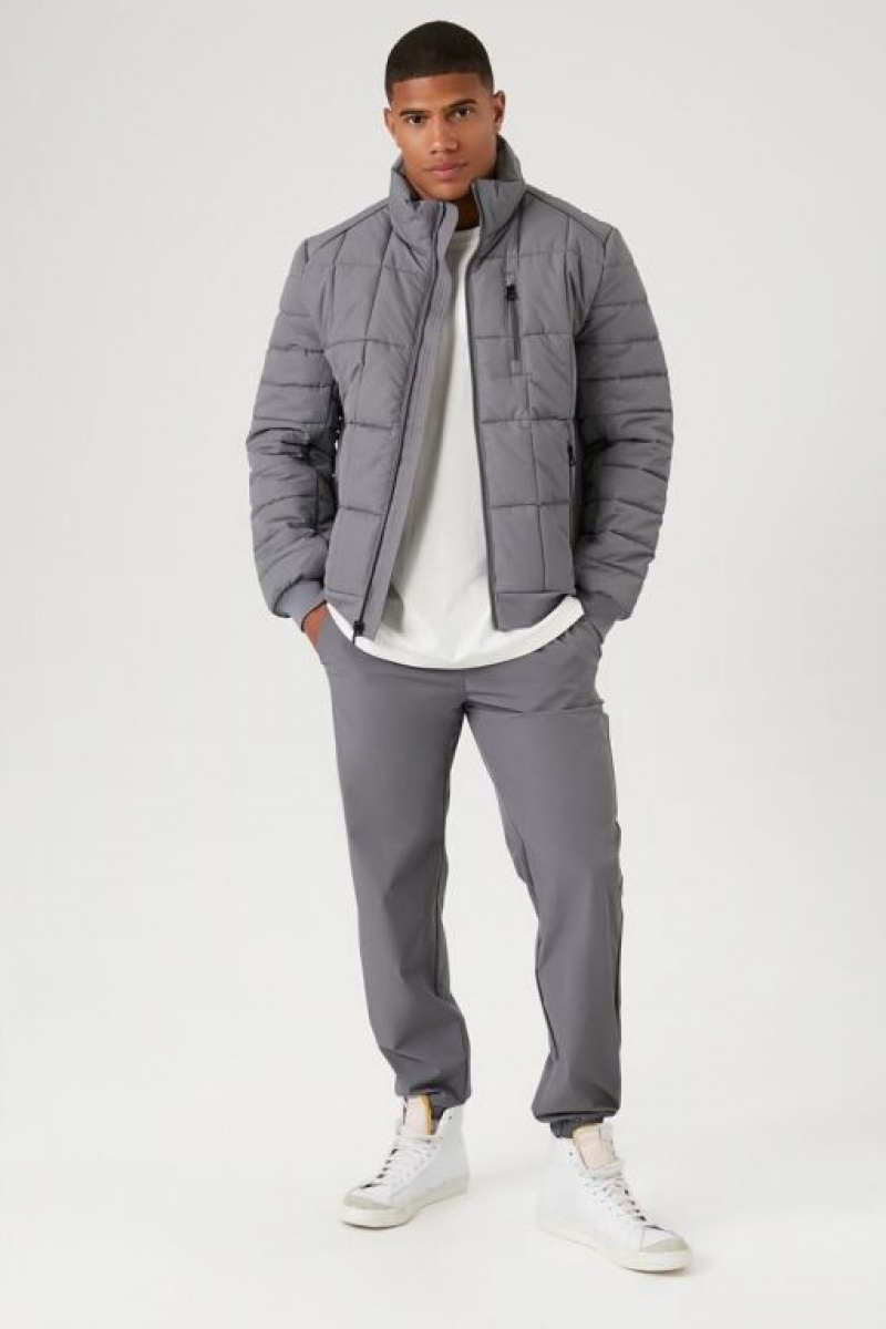 Casacas Forever 21 Acolchado Puffer Hombre Gris | I9Hm5qNmjtY