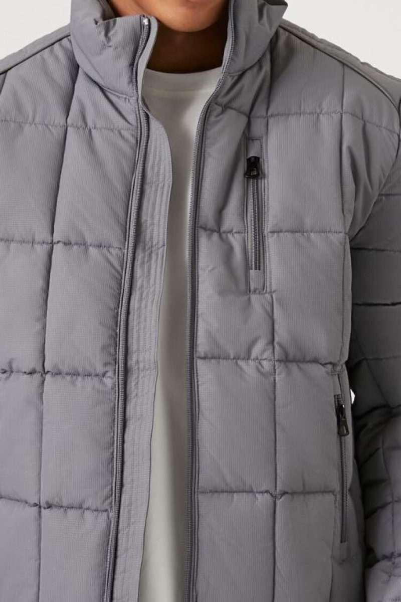 Casacas Forever 21 Acolchado Puffer Hombre Gris | I9Hm5qNmjtY