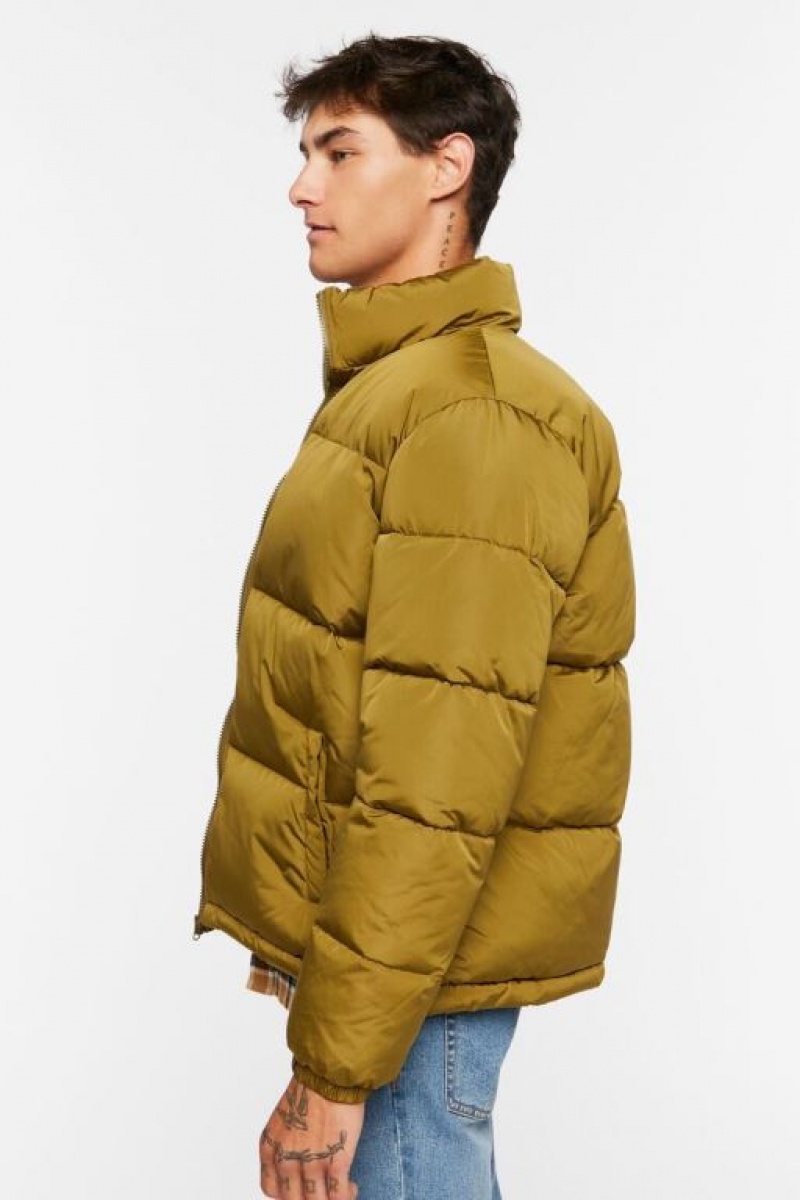 Casacas Forever 21 Acolchado Puffer Hombre Verde Oliva | jok9msjdvjq