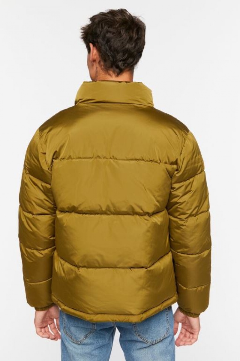 Casacas Forever 21 Acolchado Puffer Hombre Verde Oliva | jok9msjdvjq