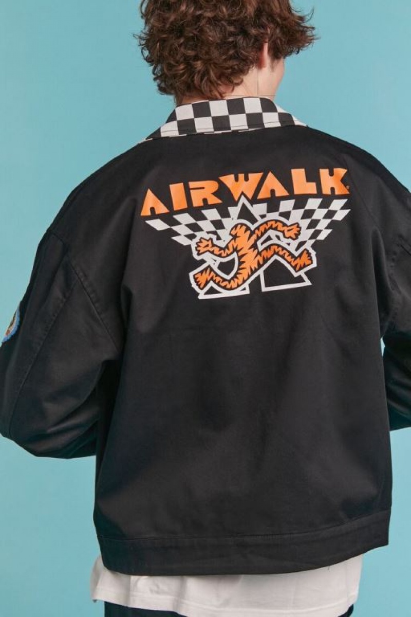 Casacas Forever 21 Airwalk Checkered Patch Hombre Negras Multicolor | A7DfpS4Ubn3