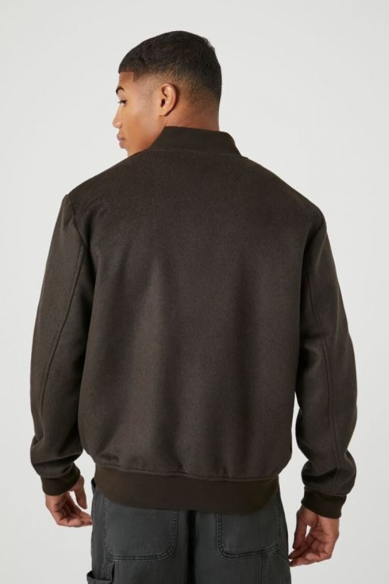 Casacas Forever 21 Brushed Bomber Hombre Cocoa | Fi4WXBQ4Sar