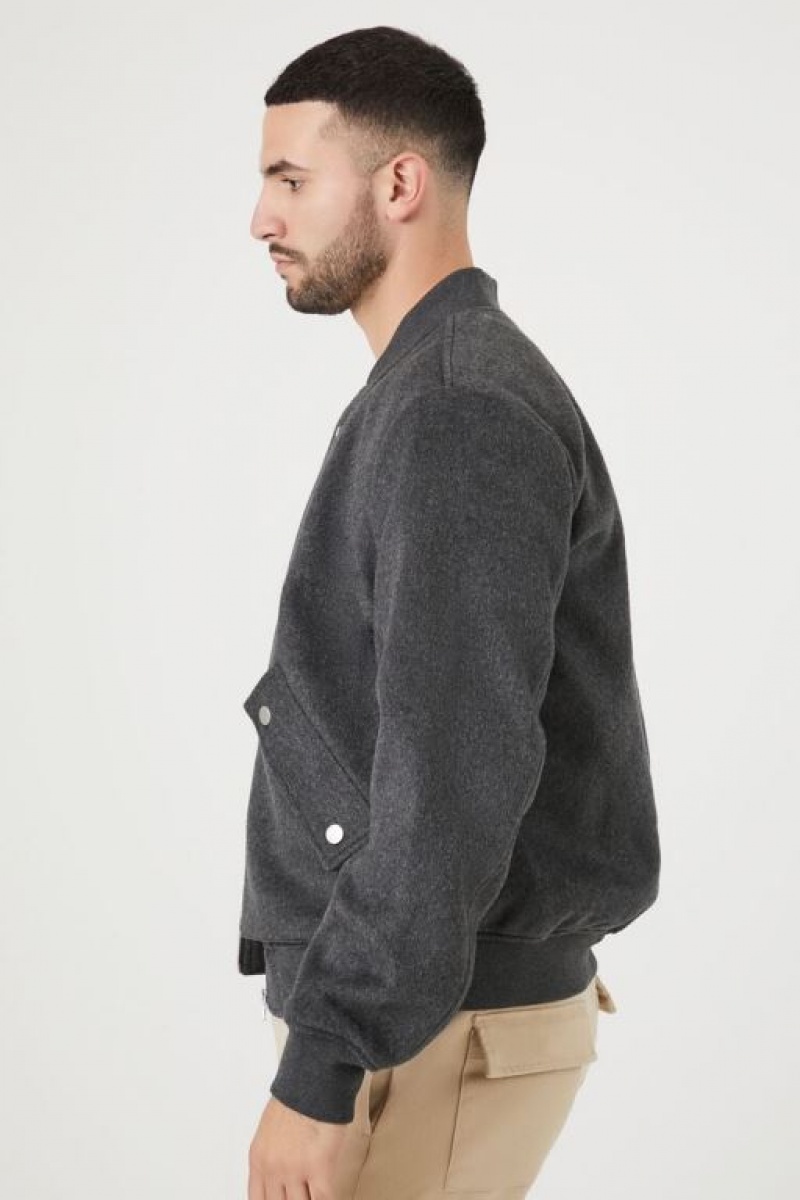 Casacas Forever 21 Brushed Bomber Hombre Gris | huOviTXbLA3