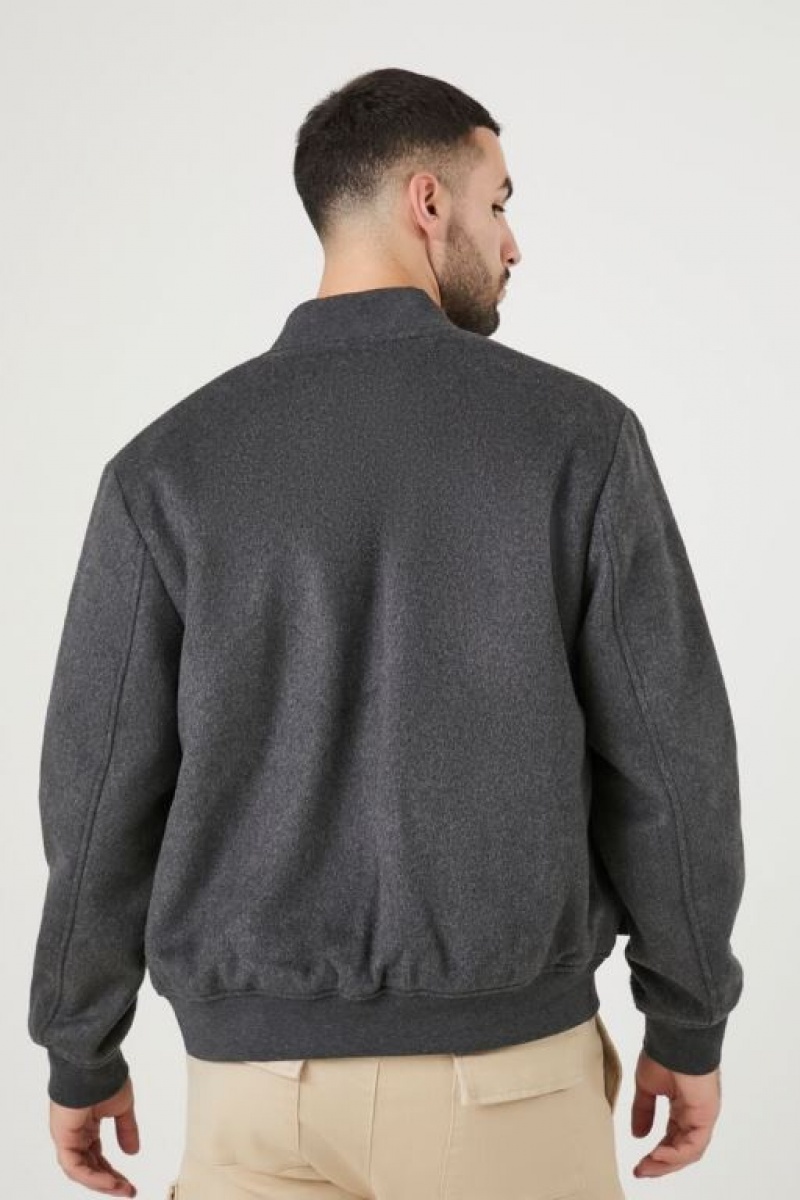 Casacas Forever 21 Brushed Bomber Hombre Gris | huOviTXbLA3