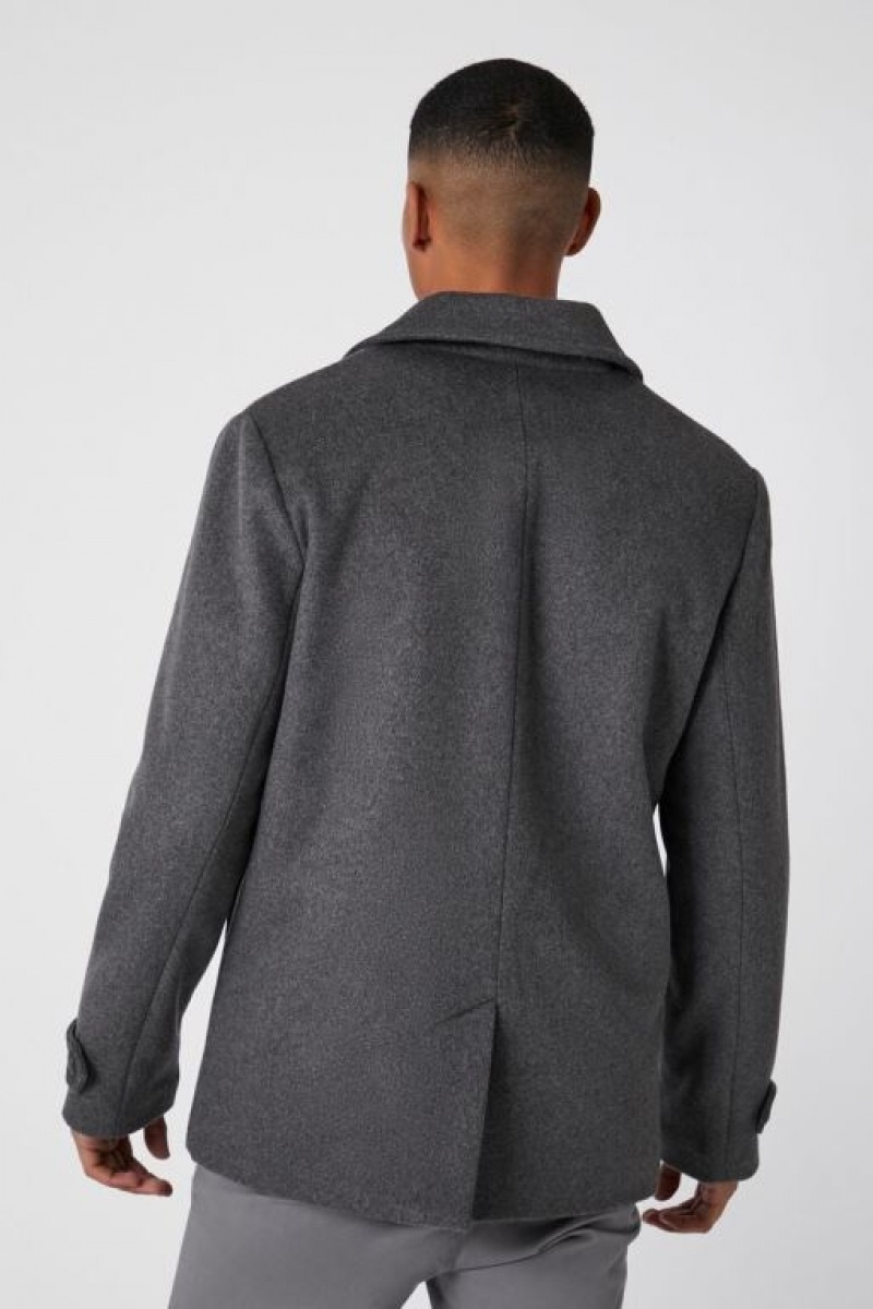 Casacas Forever 21 Brushed Double Breasted Coat Hombre Gris | 23JrKxdJbpl