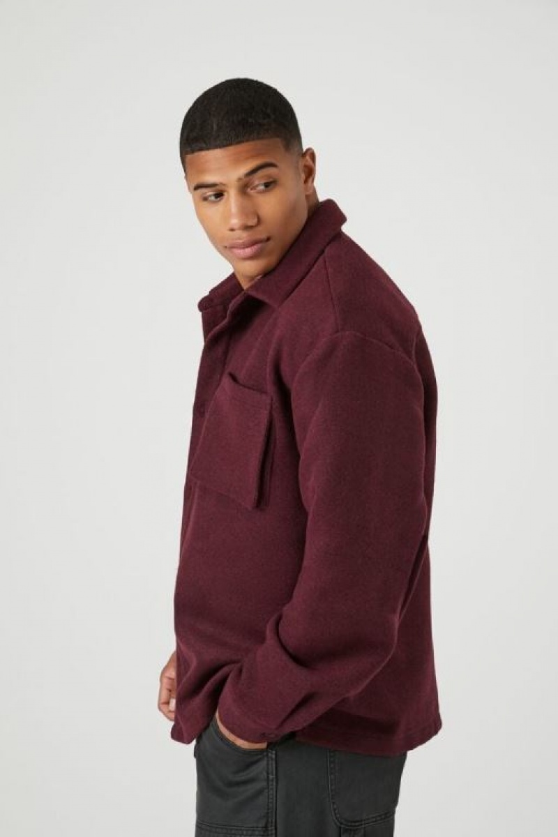 Casacas Forever 21 Brushed Drop Sleeve Hombre Burdeos | wColP9JctHz