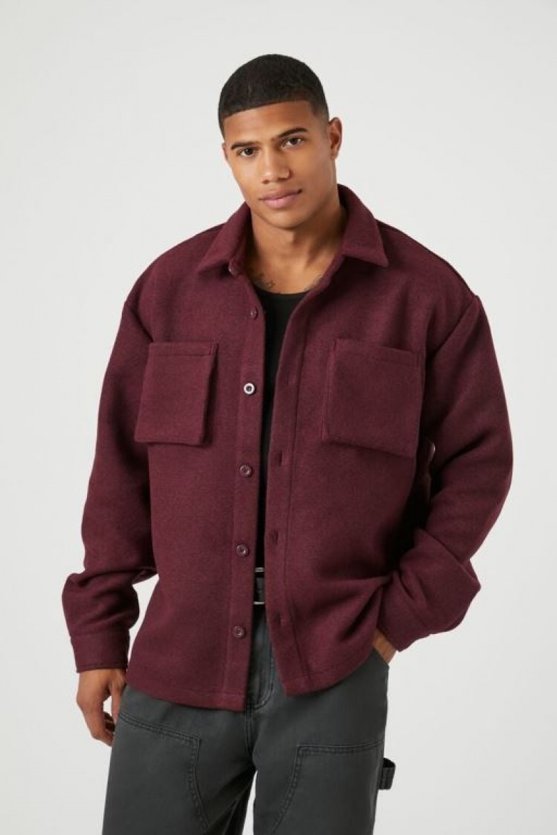 Casacas Forever 21 Brushed Drop Sleeve Hombre Burdeos | wColP9JctHz