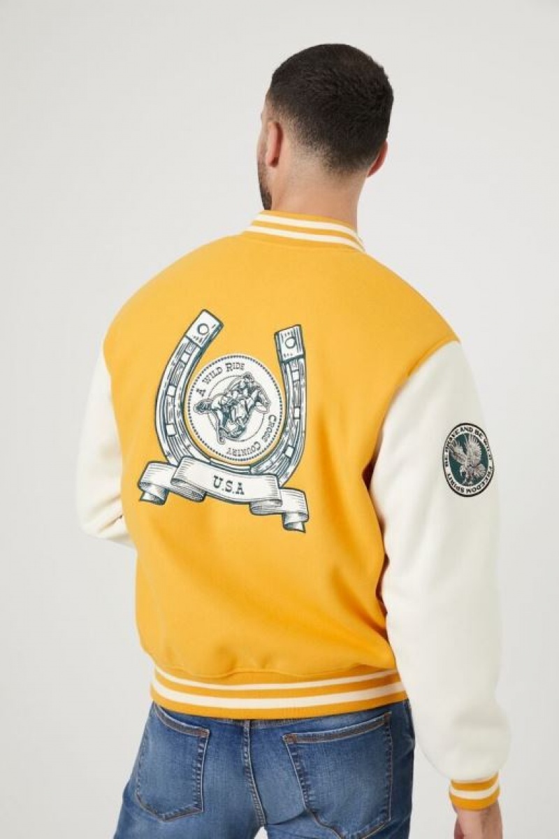 Casacas Forever 21 Embroidered Amp Chenille Patch Letterman Hombre Doradas Multicolor | lFsnbcgR12Z