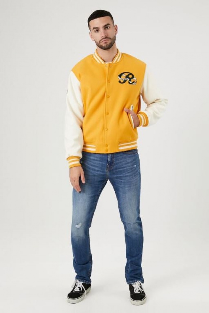 Casacas Forever 21 Embroidered Amp Chenille Patch Letterman Hombre Doradas Multicolor | lFsnbcgR12Z