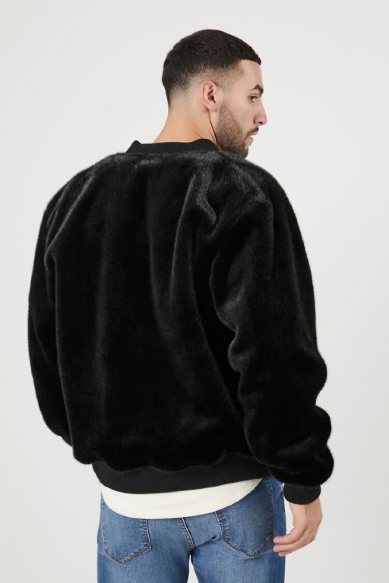 Casacas Forever 21 Faux Fur Bomber Hombre Negras | S7ErE0EjxVd