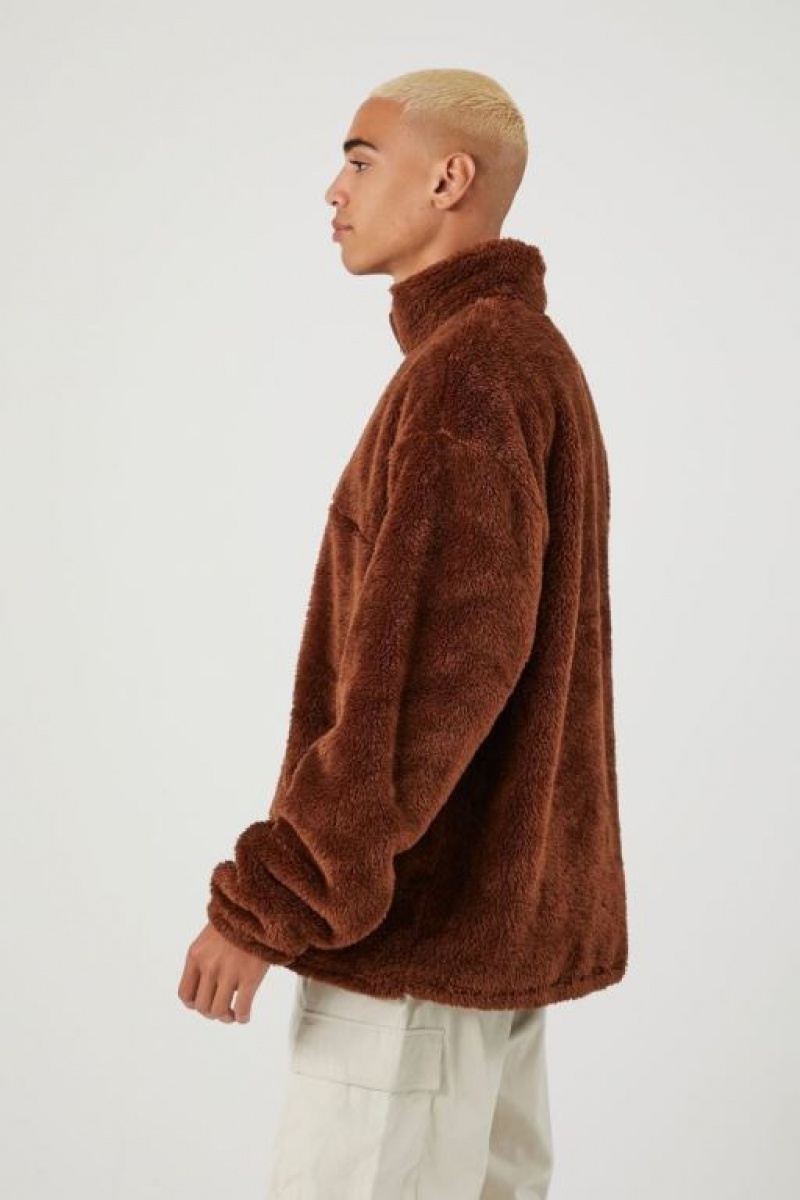 Casacas Forever 21 Faux Fur Quarter Zip Hombre Marrones | XAAaHWQDqkc