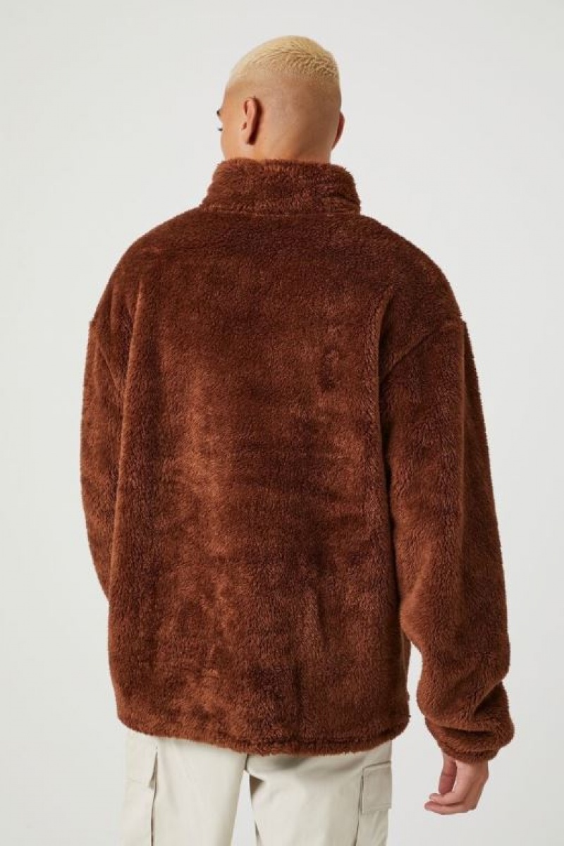 Casacas Forever 21 Faux Fur Quarter Zip Hombre Marrones | XAAaHWQDqkc