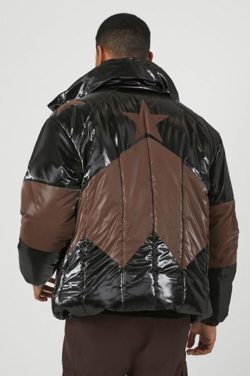 Casacas Forever 21 Faux Patent Cuero Puffer Hombre Negras | LMBaBZtf1tf