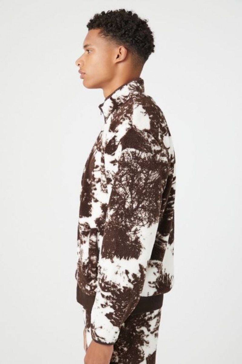 Casacas Forever 21 Faux Shearling Tree Print Hombre Creme | i6VMFSpPodg