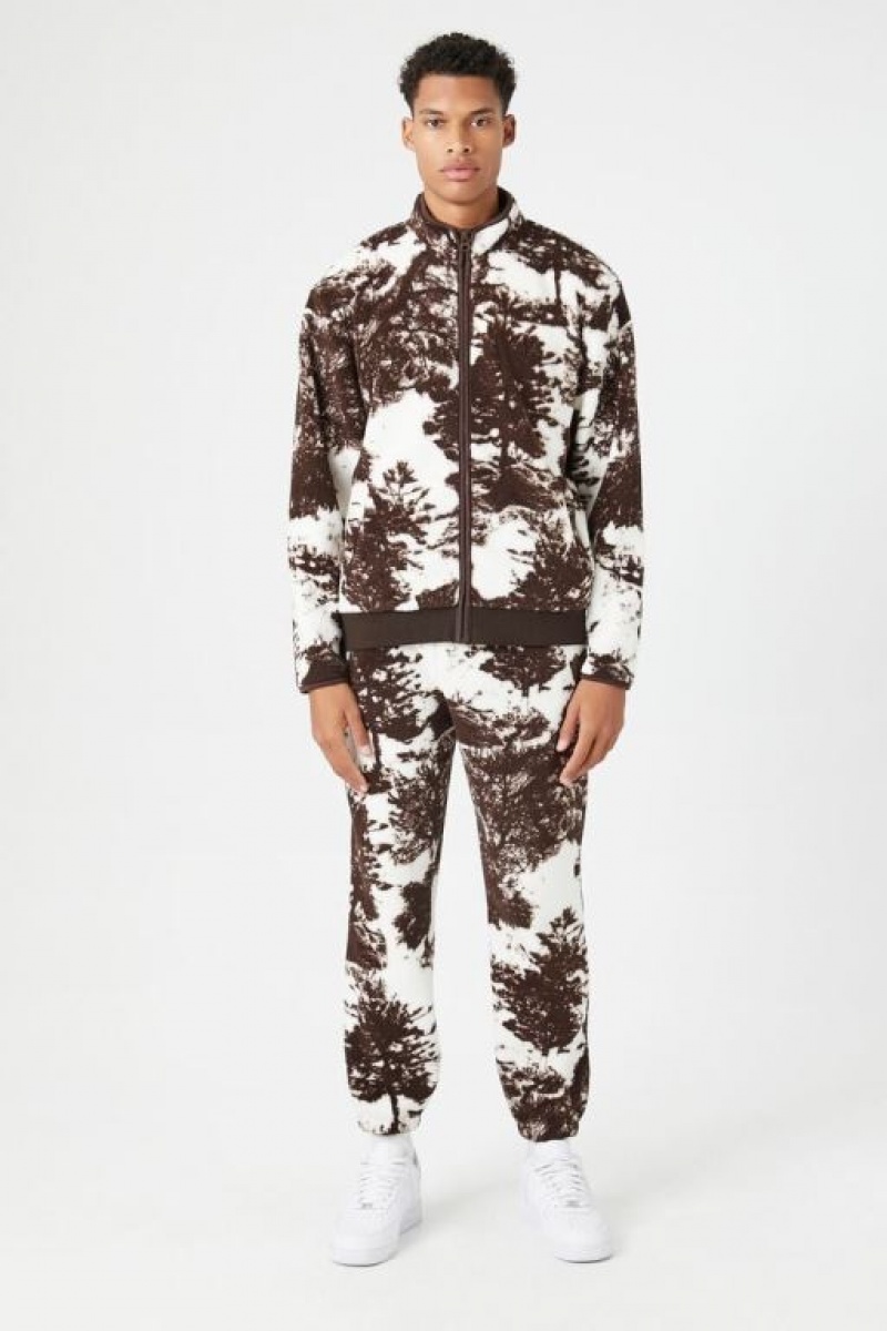 Casacas Forever 21 Faux Shearling Tree Print Hombre Creme | i6VMFSpPodg