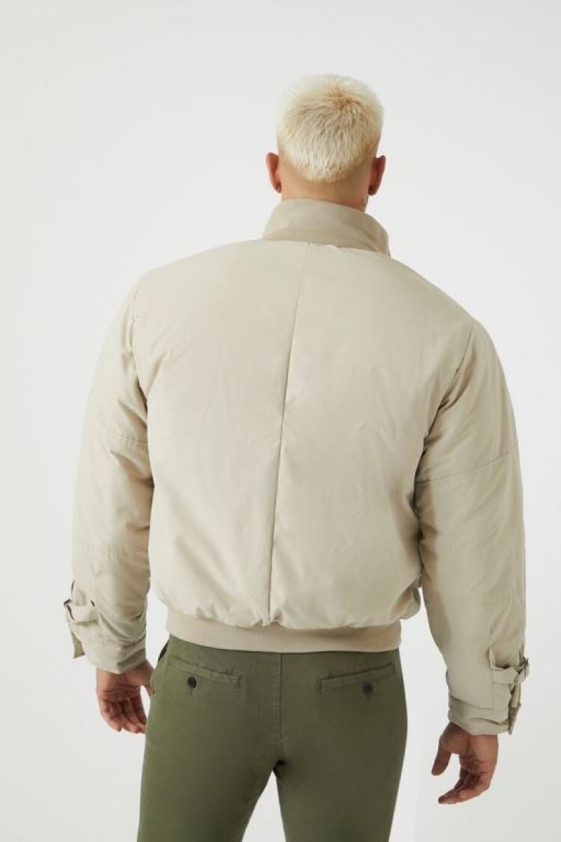 Casacas Forever 21 Funnel Neck Cargo Bomber Hombre Gris Marrones | w2yFCFeh9kX