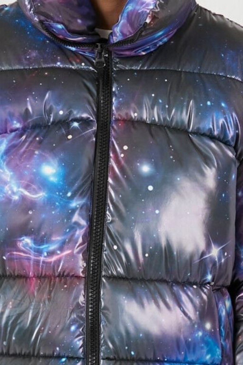 Casacas Forever 21 Galaxy Print Puffer Hombre Gris Multicolor | mfrKvw9qi7T