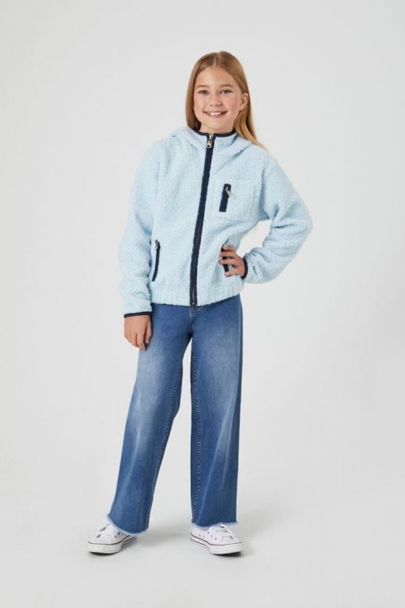 Casacas Forever 21 Girls Faux Shearling Niños Azules | JD84aXNCFfv