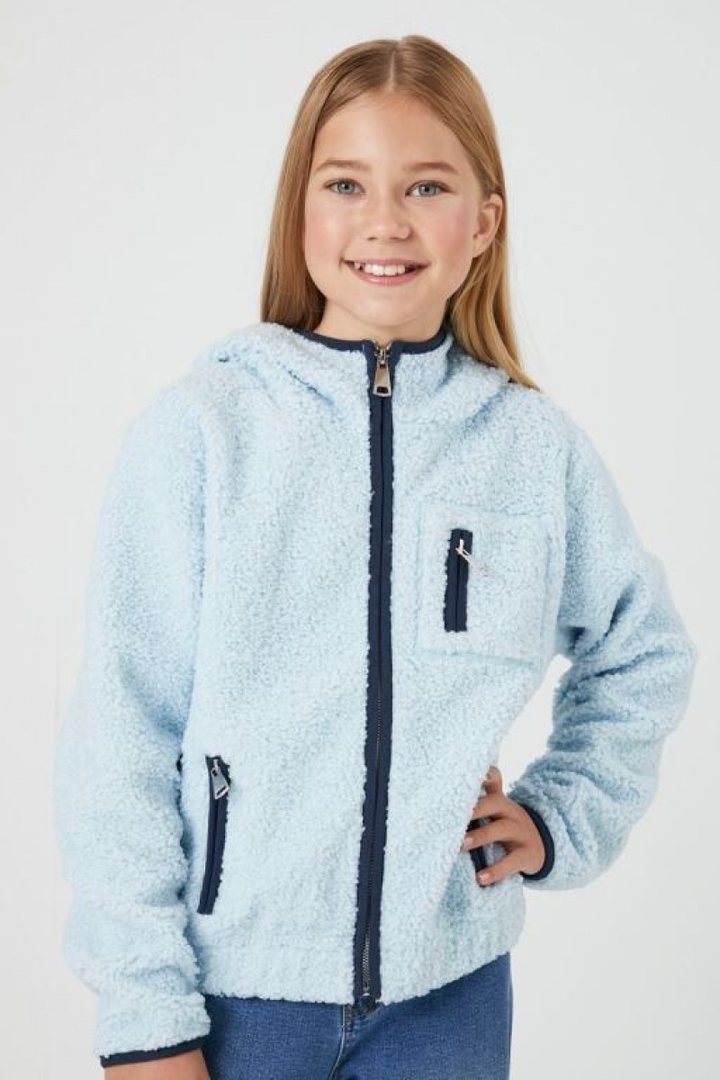 Casacas Forever 21 Girls Faux Shearling Niños Azules | JD84aXNCFfv