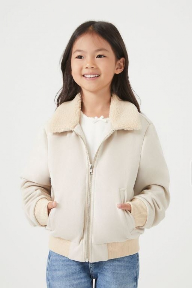 Casacas Forever 21 Girls Faux Shearling Moto Niños Marrones | CZe7hBPhoQe