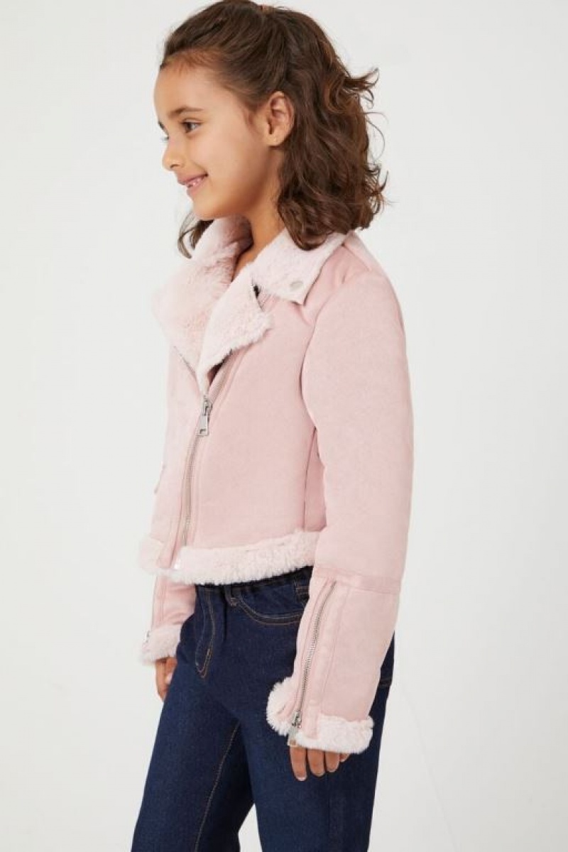 Casacas Forever 21 Girls Faux Suede Moto Niños Moradas | e4k6N1FSOa2