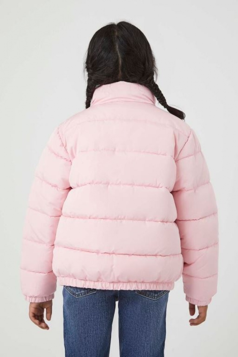 Casacas Forever 21 Girls Funnel Neck Puffer Niños Rosas | cN53vfsBg45