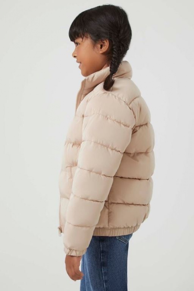 Casacas Forever 21 Girls Funnel Neck Puffer Niños Marrones | FoYI9dbev3G