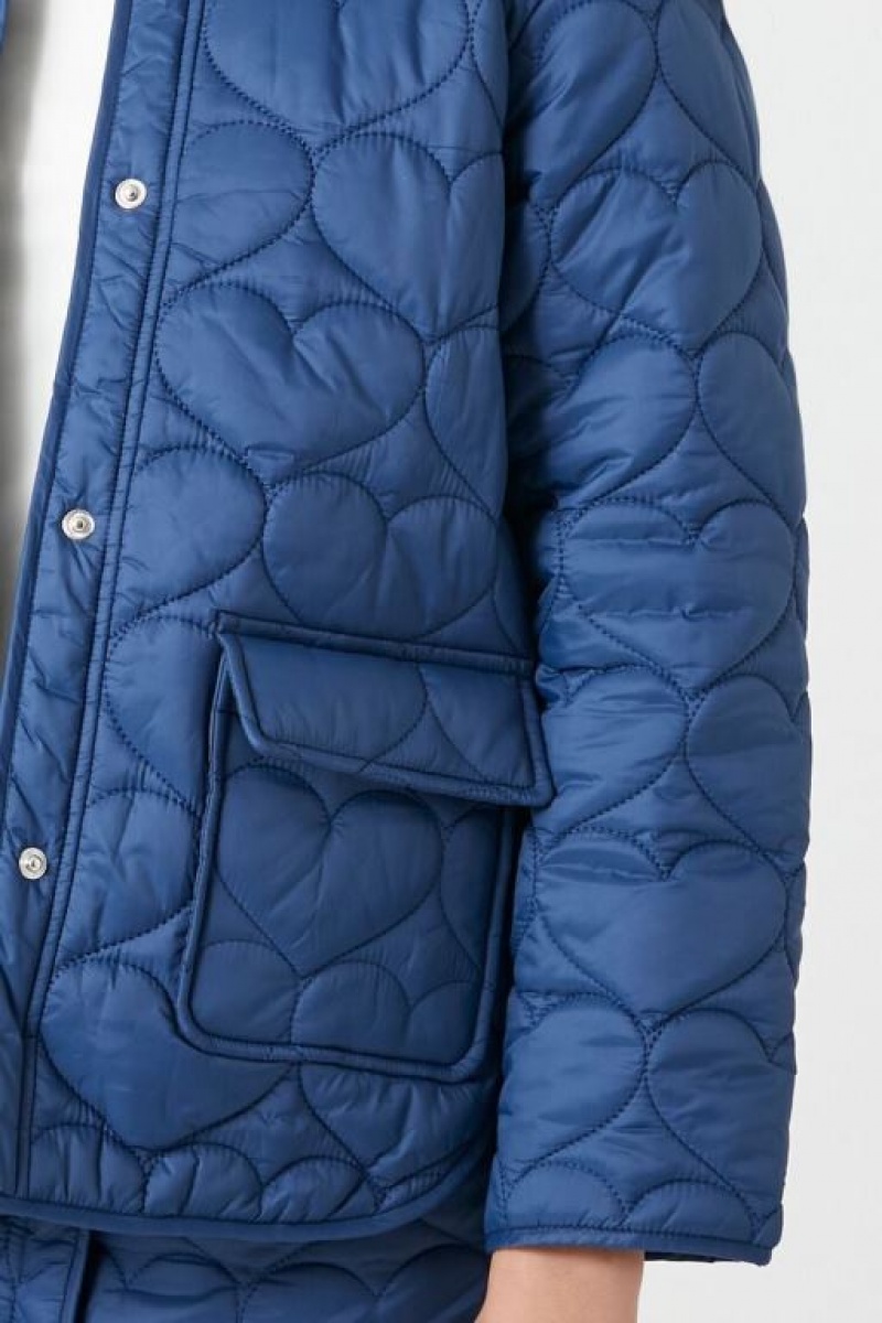 Casacas Forever 21 Girls Heart Acolchado Puffer Niños Azul Marino | uiuFctAiRdD