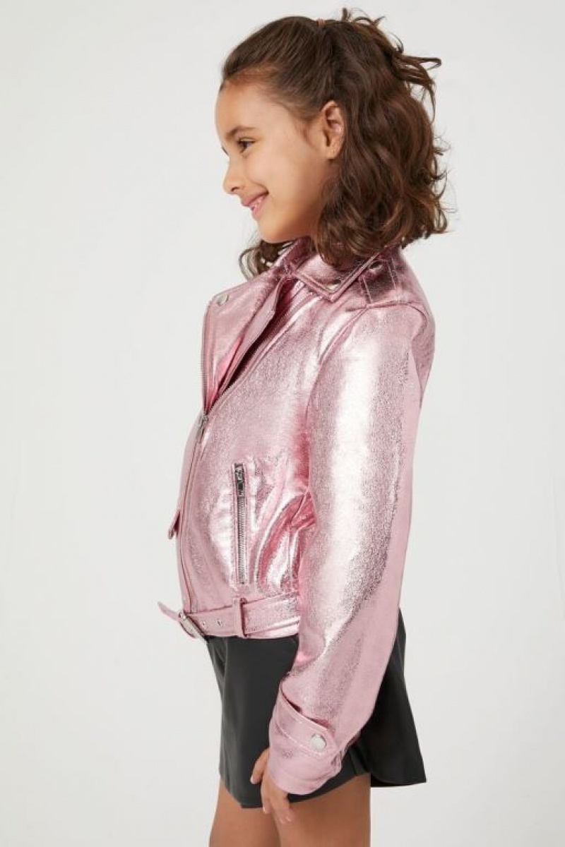 Casacas Forever 21 Girls Metallic Moto Niños Rosas | 7rMVHt8Koqz