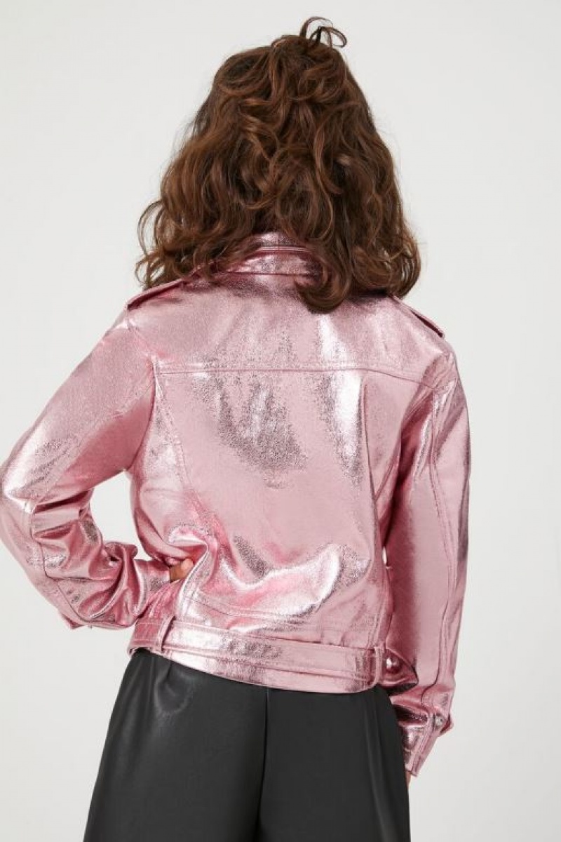 Casacas Forever 21 Girls Metallic Moto Niños Rosas | 7rMVHt8Koqz