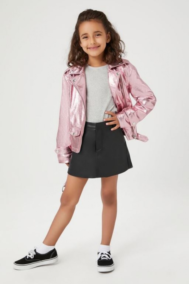 Casacas Forever 21 Girls Metallic Moto Niños Rosas | 7rMVHt8Koqz