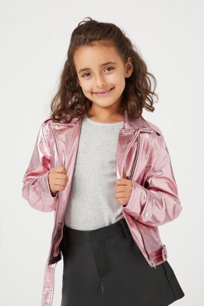 Casacas Forever 21 Girls Metallic Moto Niños Rosas | 7rMVHt8Koqz