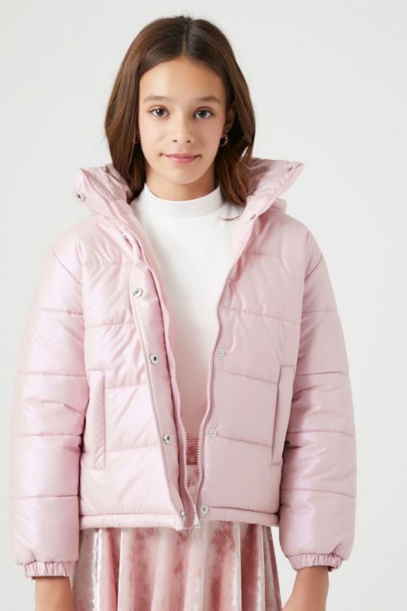 Casacas Forever 21 Girls Metallic Puffer Niños Rosas | YZ2qobEhedk