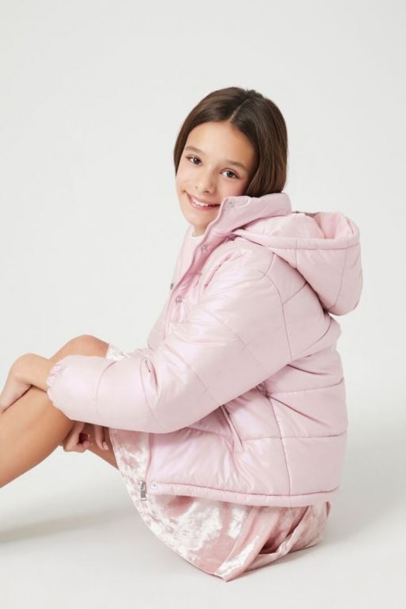 Casacas Forever 21 Girls Metallic Puffer Niños Rosas | YZ2qobEhedk