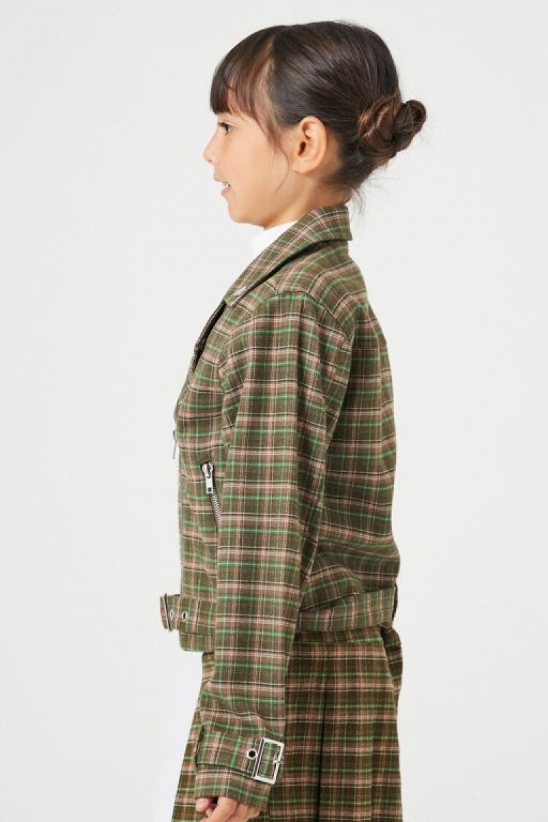 Casacas Forever 21 Girls Plaid Moto Niños Verde Oliva Multicolor | h2JrMkVwQYq