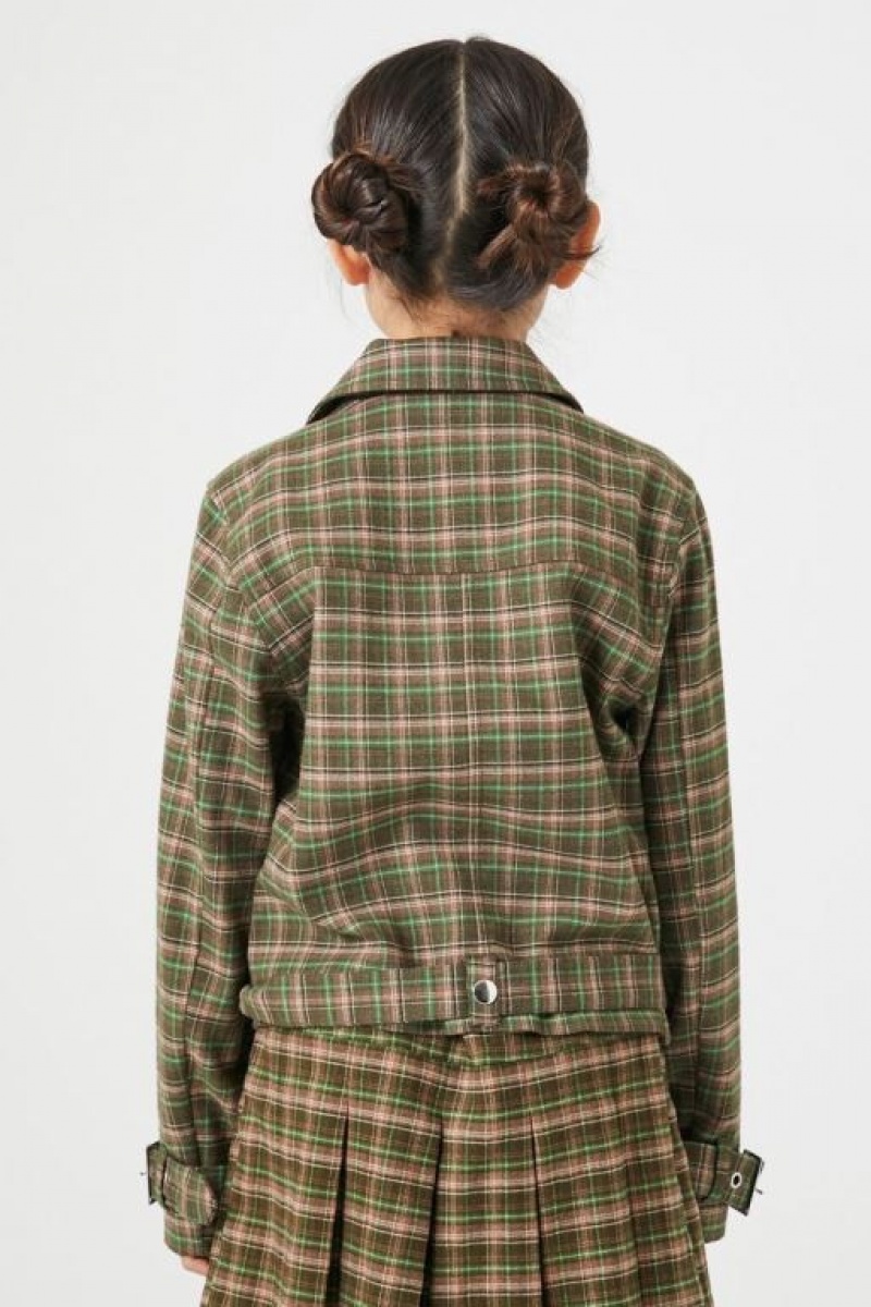 Casacas Forever 21 Girls Plaid Moto Niños Verde Oliva Multicolor | h2JrMkVwQYq